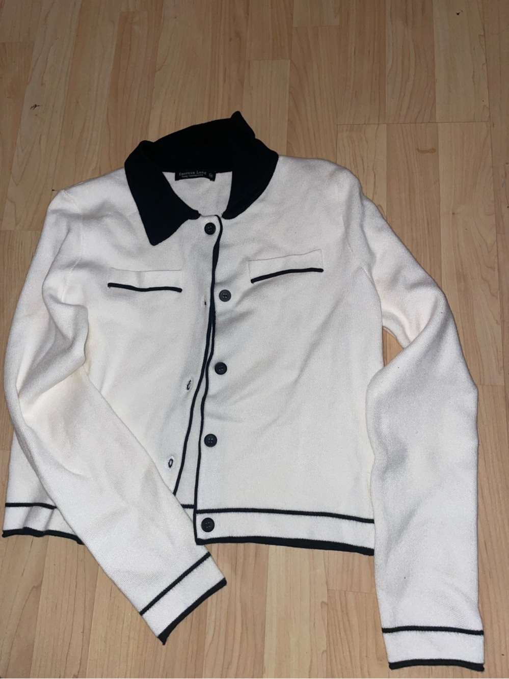 Emerson lang Contrast Collared Women's Jacket - White and Black